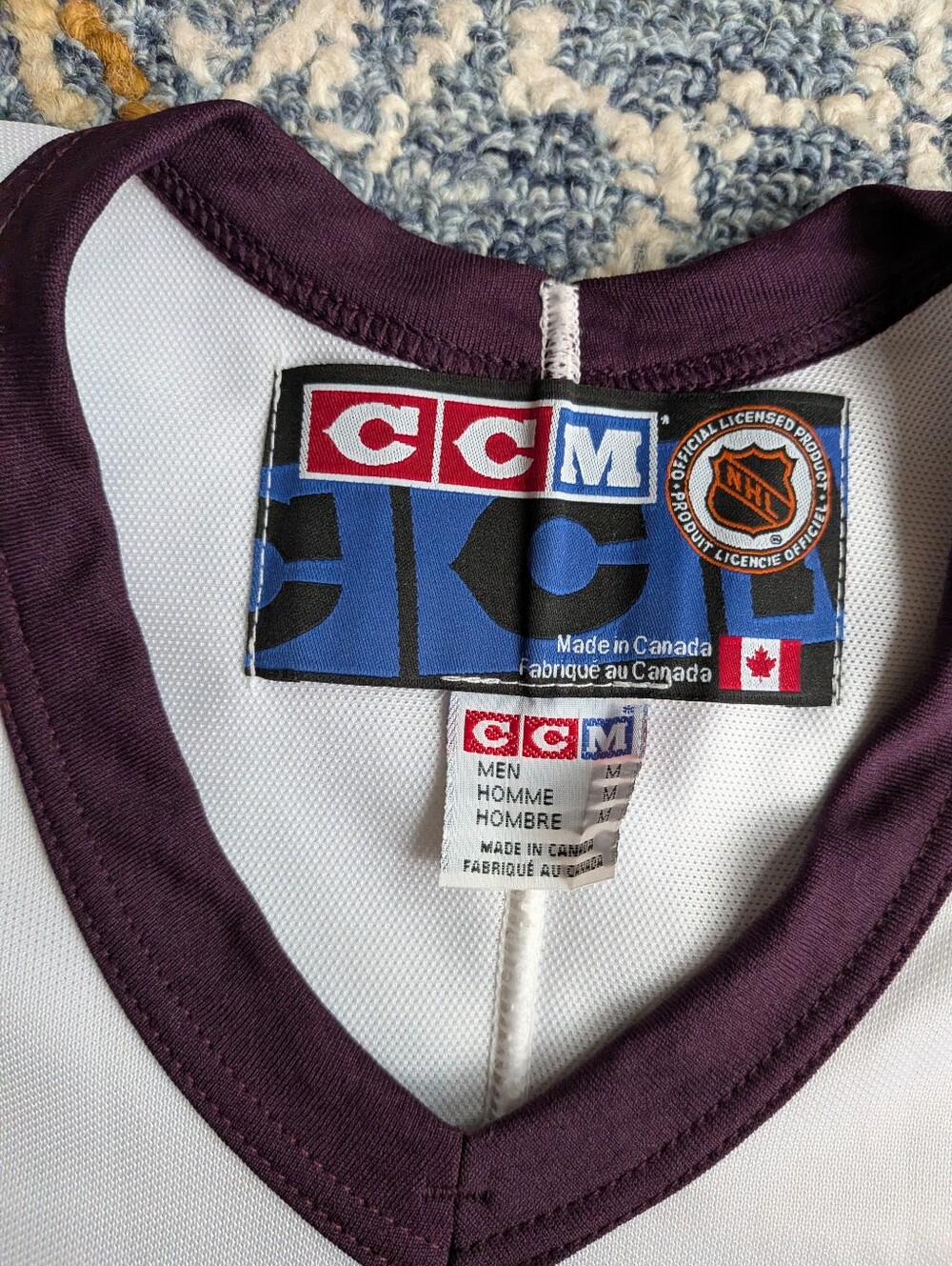 CCM Mighty Ducks White Teal Purple Hockey Jersey Men's Size Medium - Picture 2 of 7